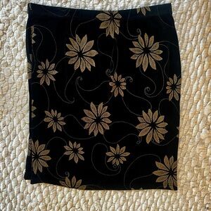 Elegant Black and Gold Floral Skirt